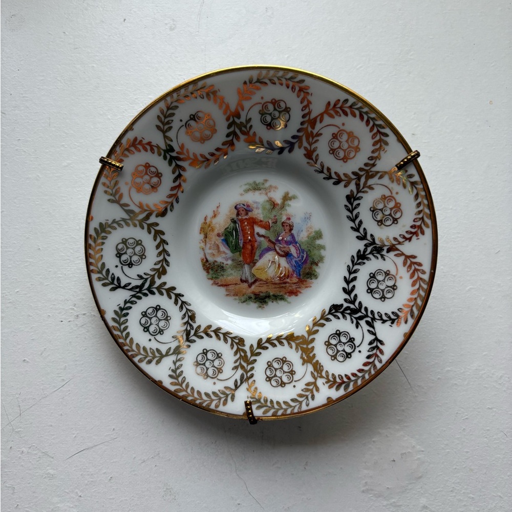 Decorative Plate with Gold Accents